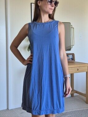 Blue Sleeveless Super Soft Modal Jersey Tank Shift Dress